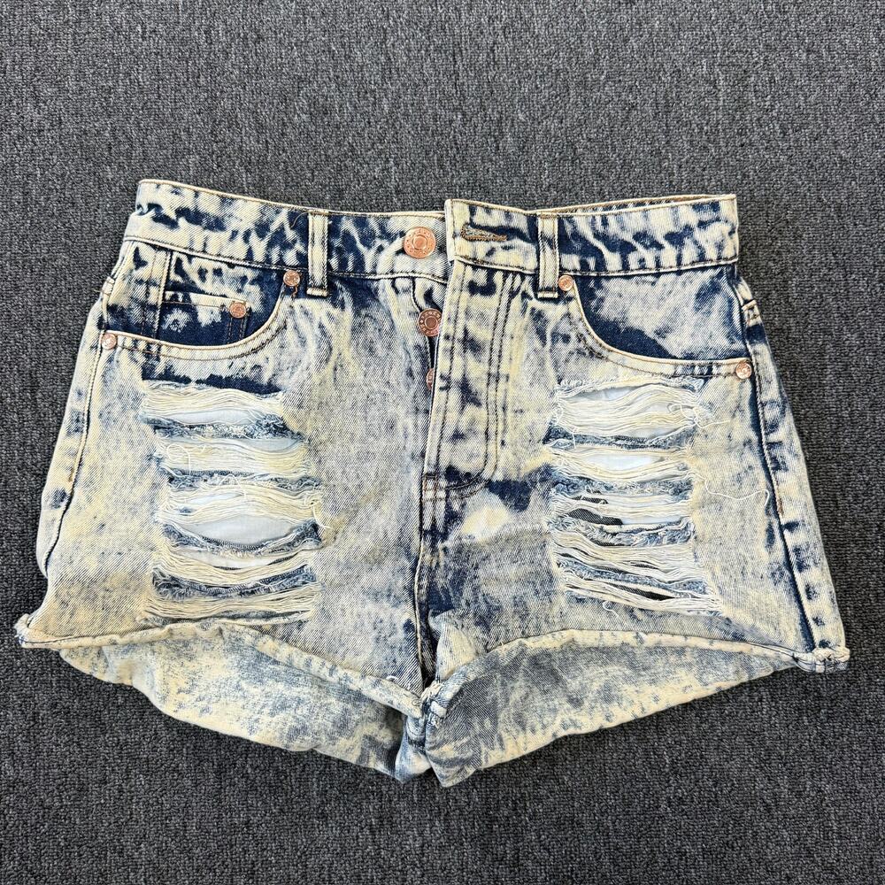 Vintage Y2k Acid Wash 100% Cotton Denim Mini Short Jean Shorts Women's 6